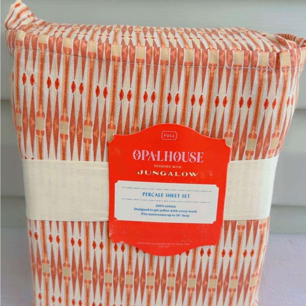Opalhouse Orange and White Watercolor Striped Sheets